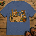 Raccoon Family Photo T-Shirt - Blue Jean