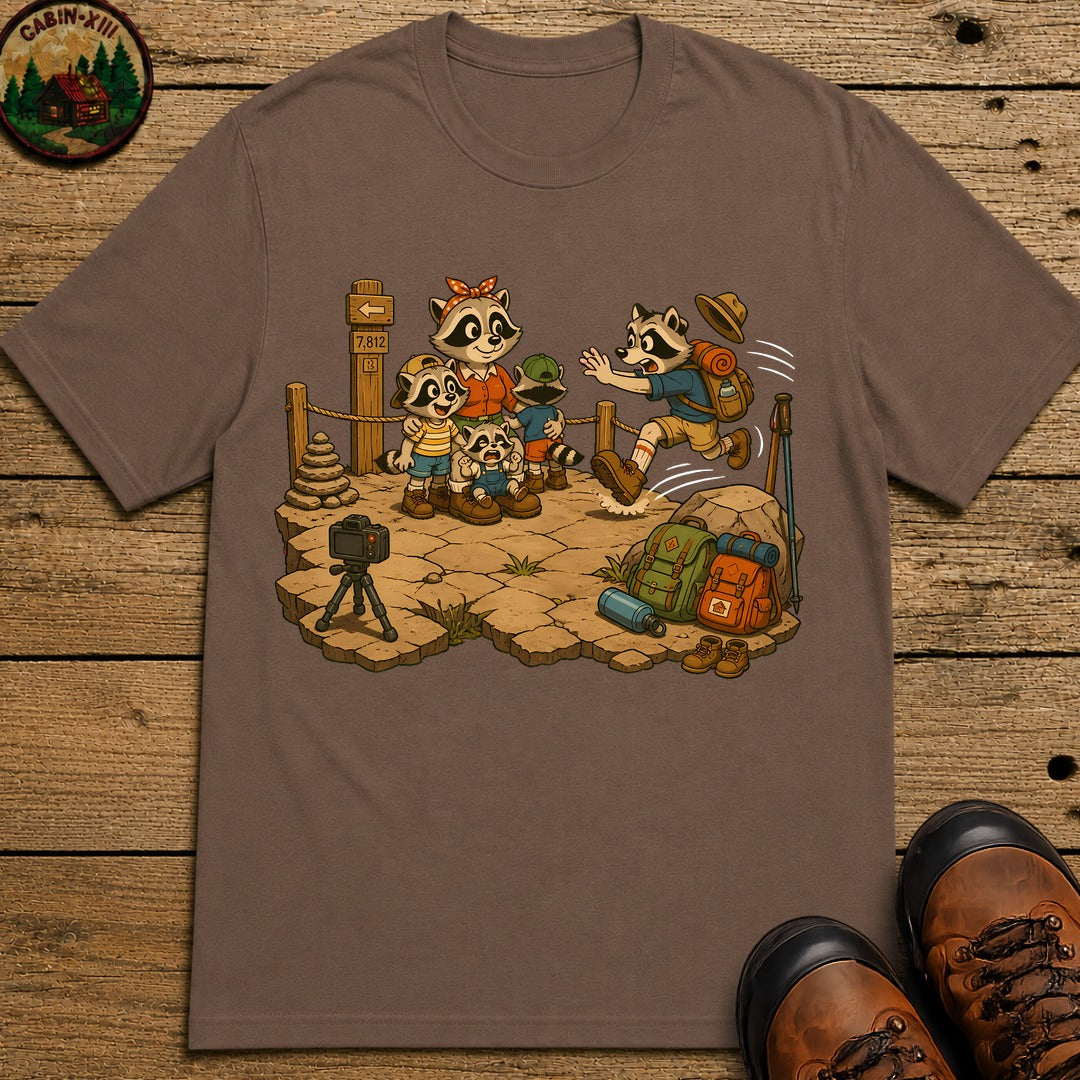 Raccoon Family Photo T-Shirt - Espresso