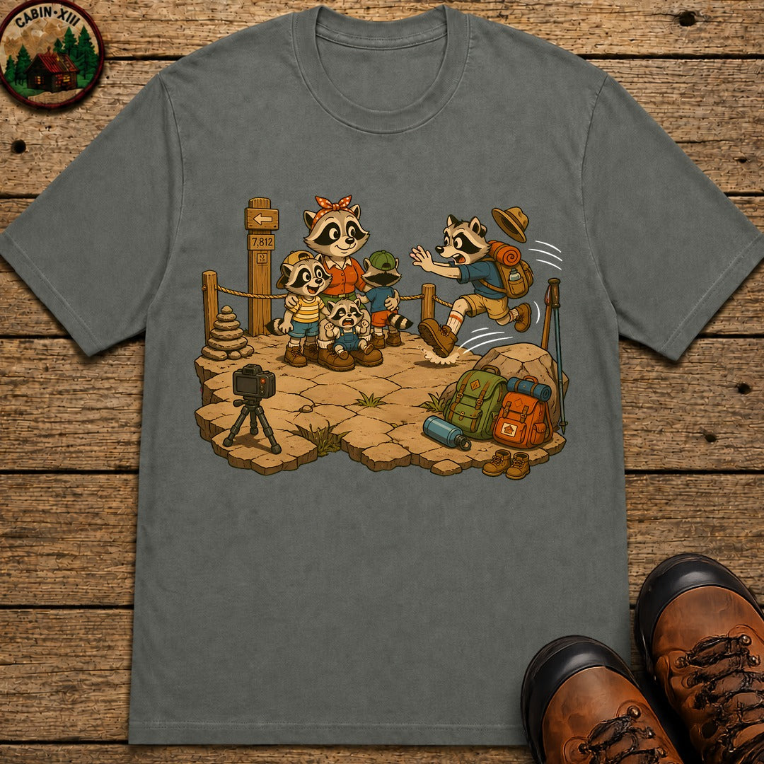 Raccoon Family Photo T-Shirt - Pepper