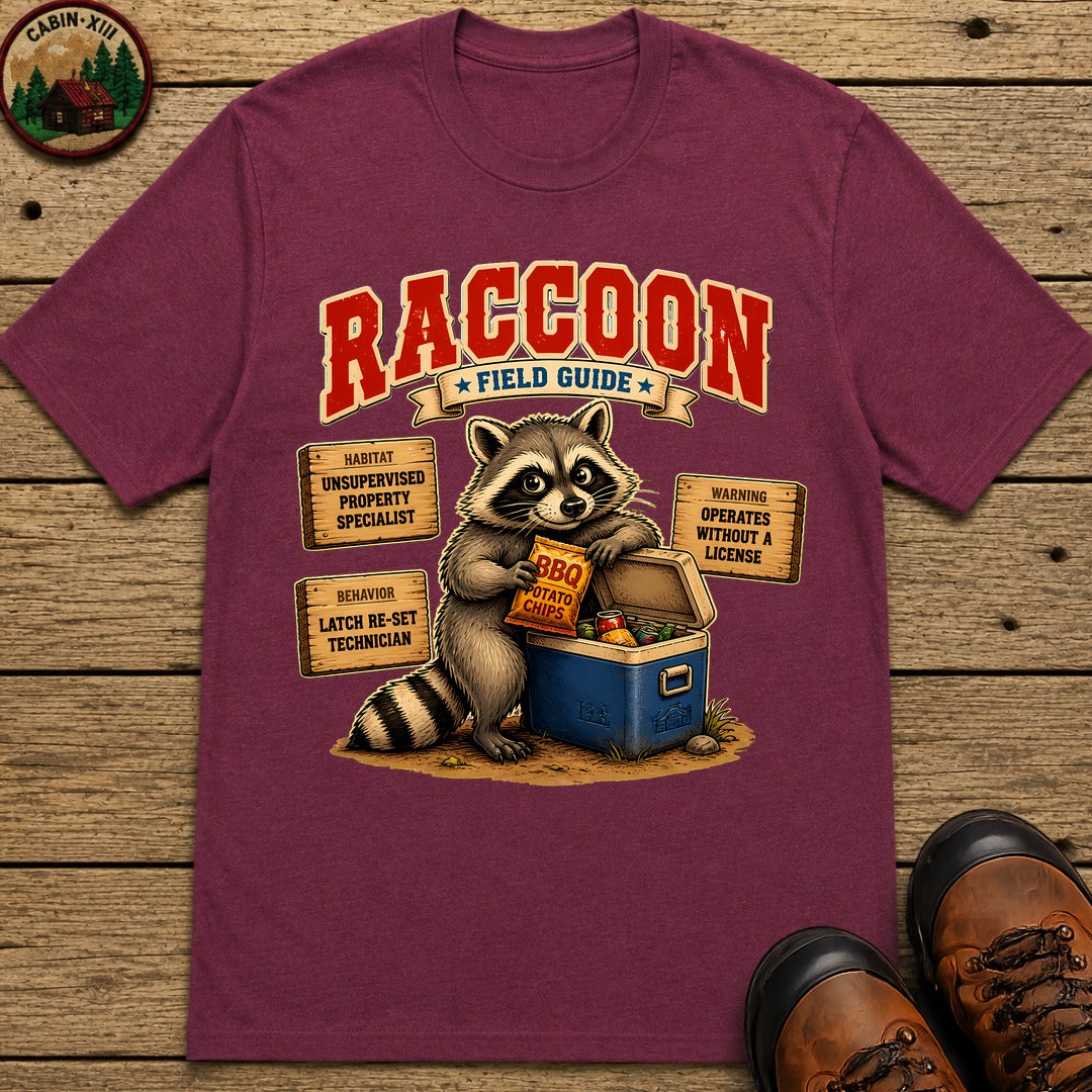 Raccoon Field Guide T-Shirt - Berry