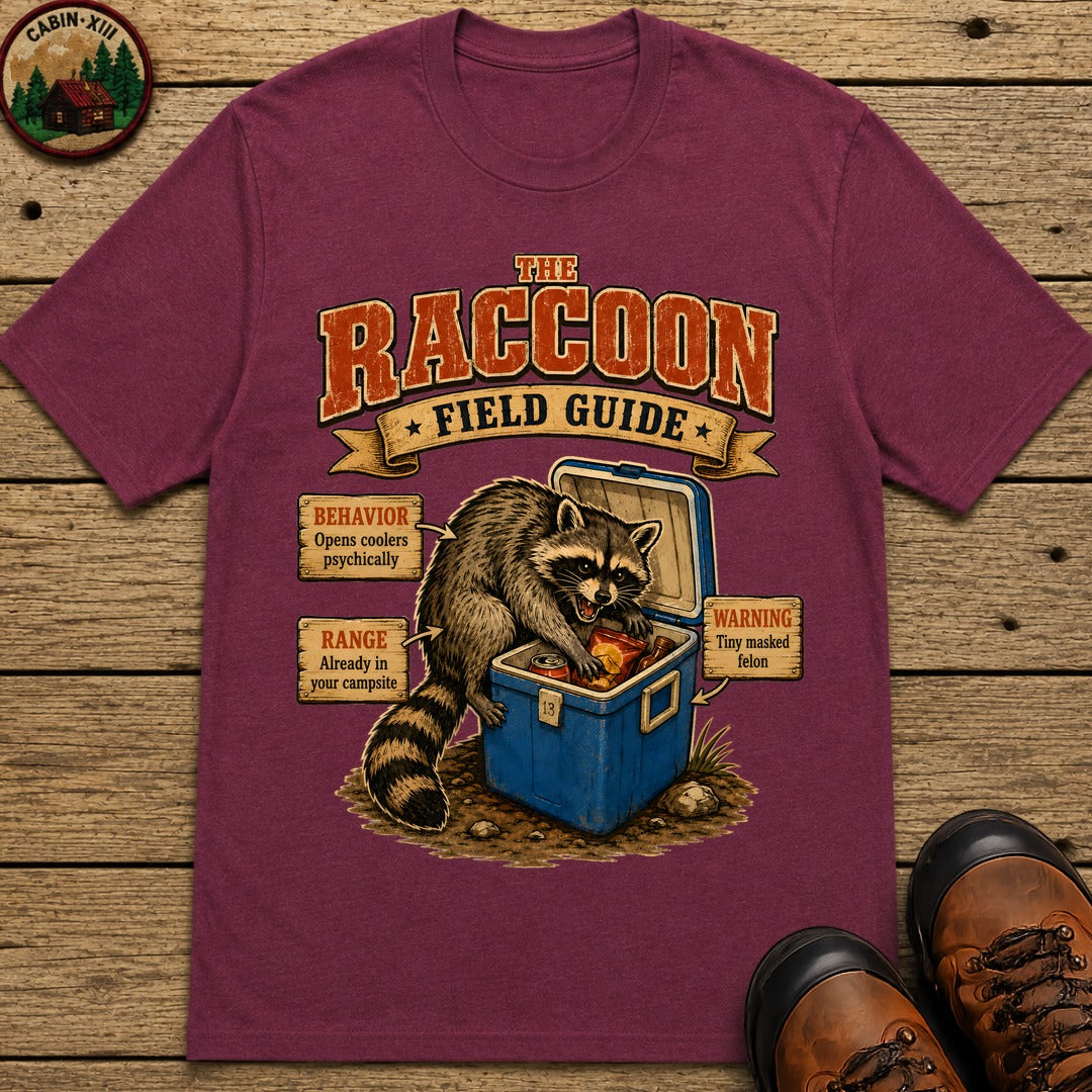 Raccoon Field Guide T-Shirt - Berry