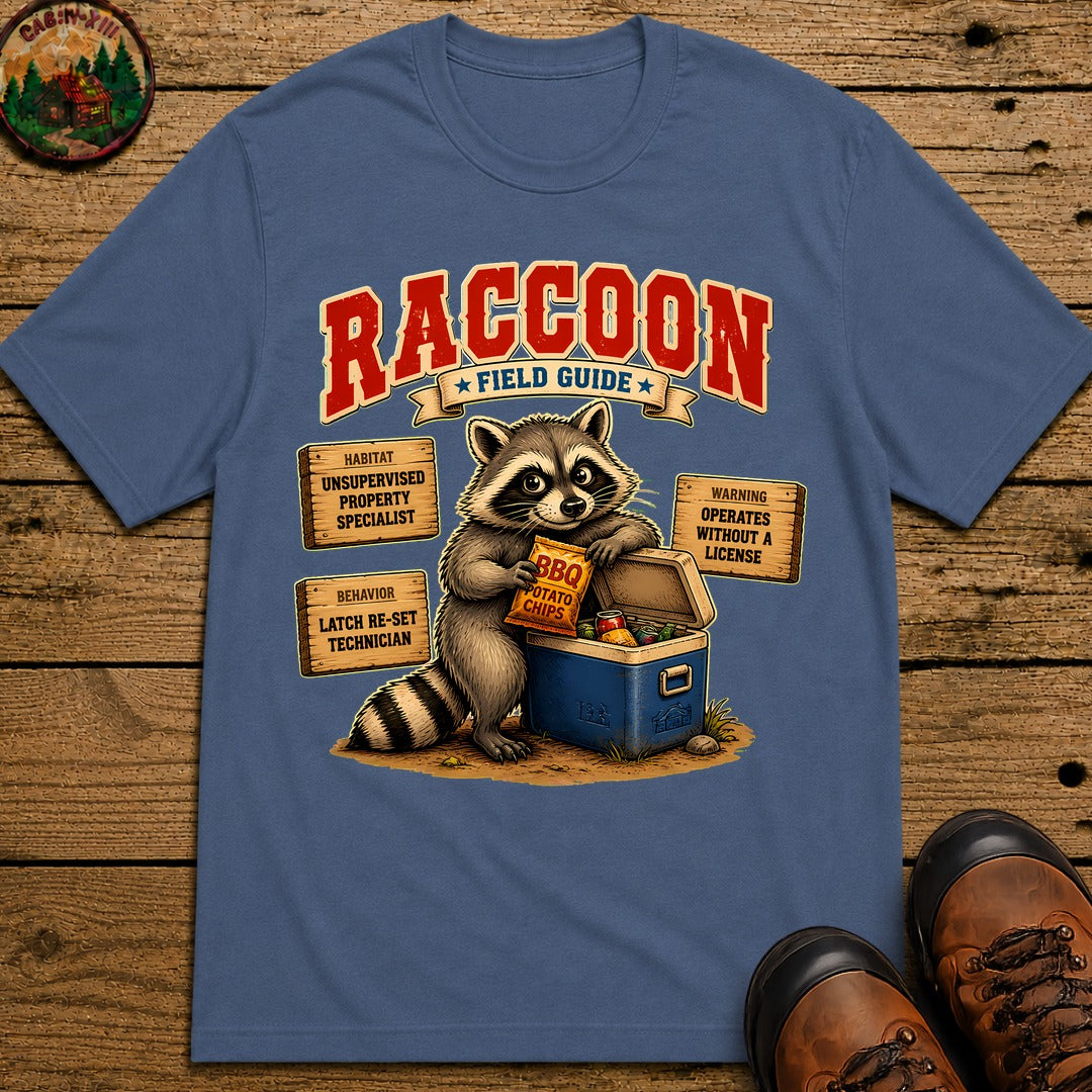 Raccoon Field Guide T-Shirt - Blue Jean