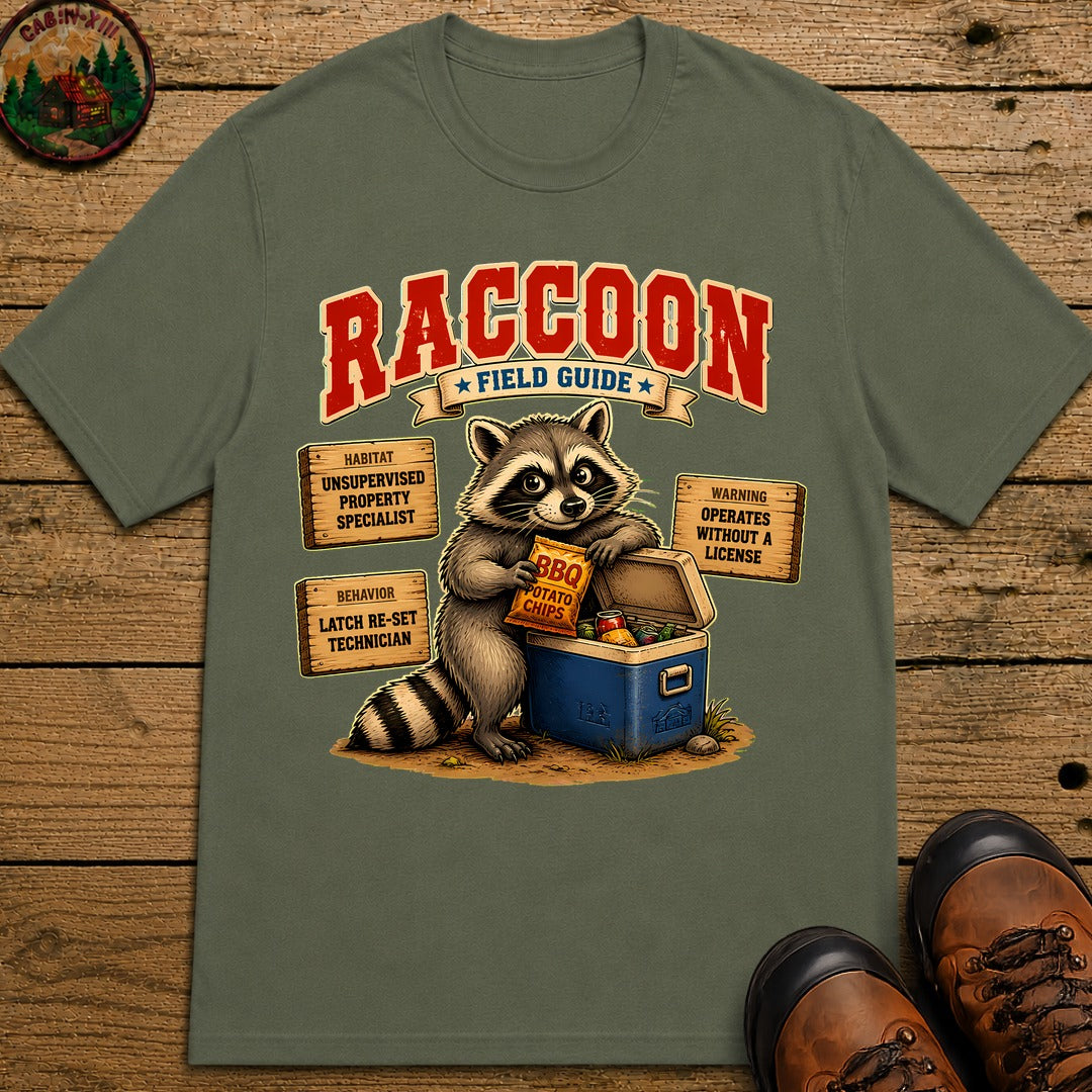 Raccoon Field Guide T-Shirt - Moss