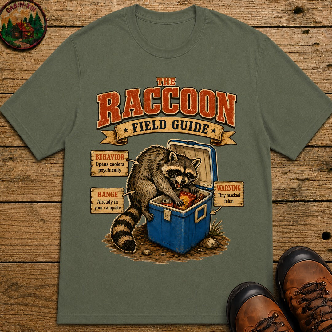Raccoon Field Guide T-Shirt - Moss