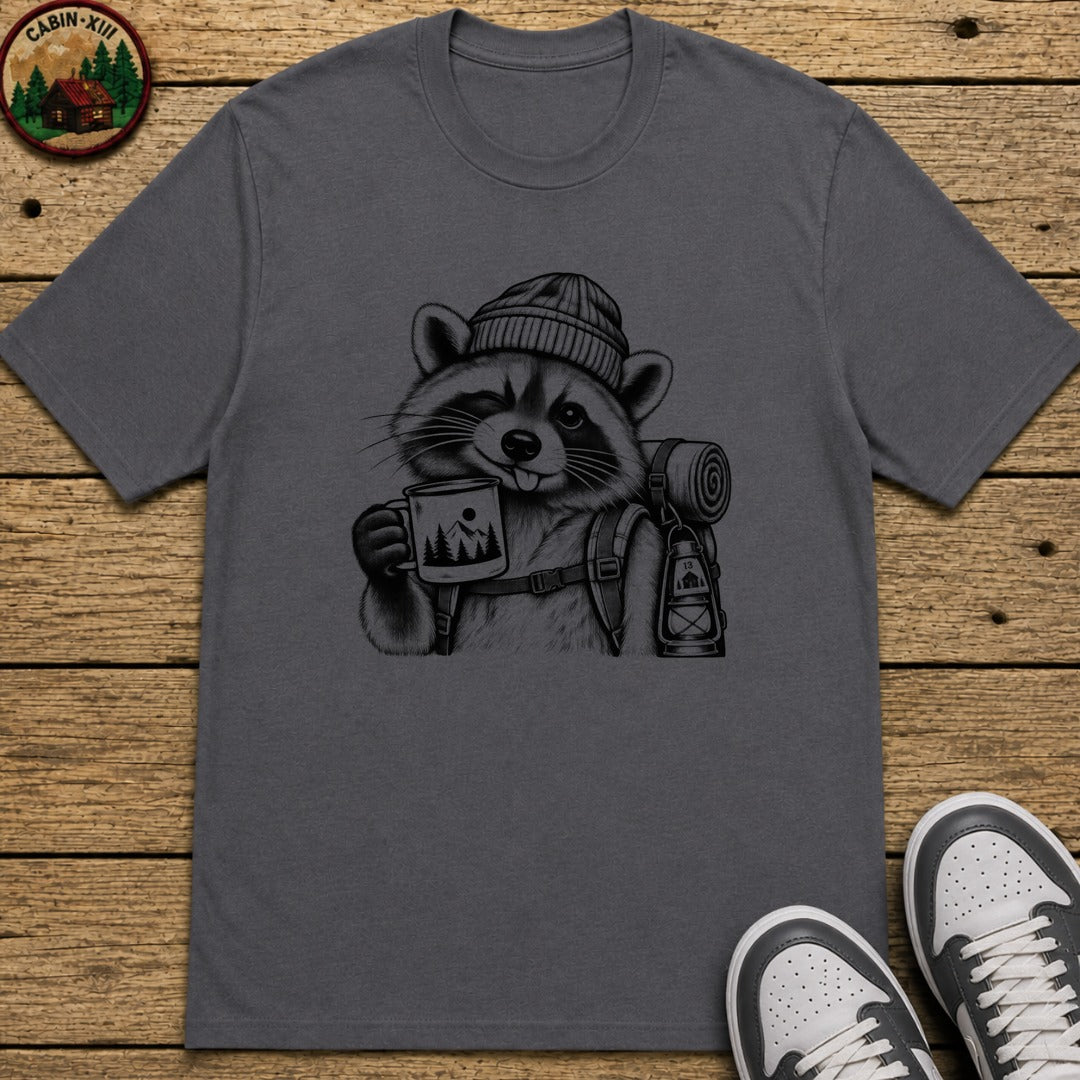 Raccoon In A Beanie Kids T-Shirt - Charcoal