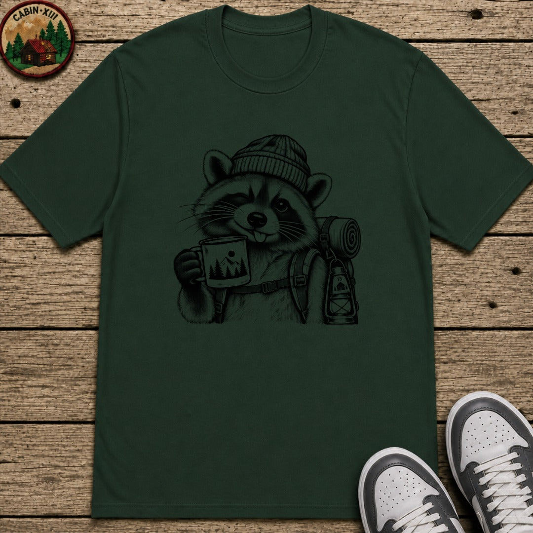 Raccoon In A Beanie Kids T-Shirt - Forest Green