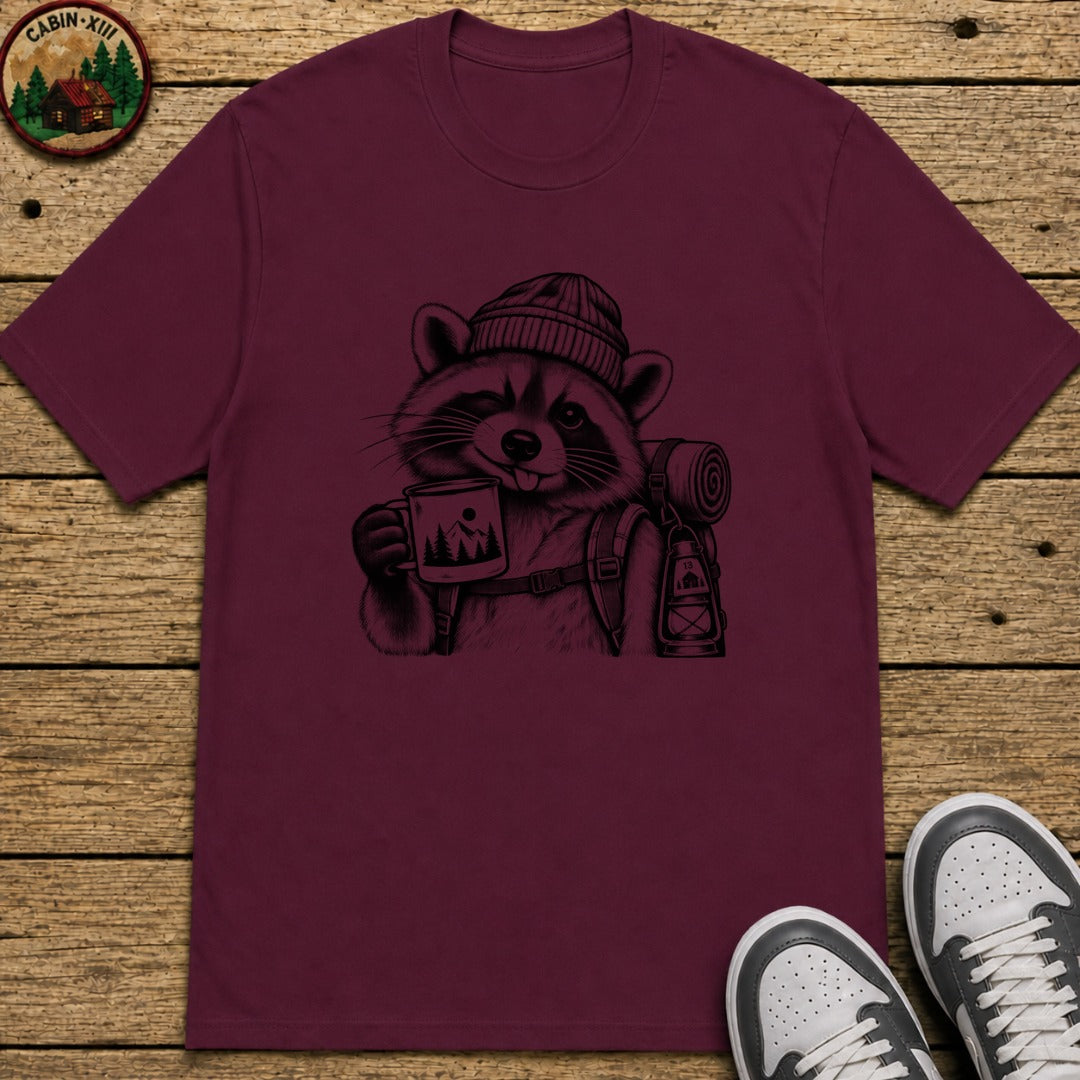 Raccoon In A Beanie Kids T-Shirt - Maroon