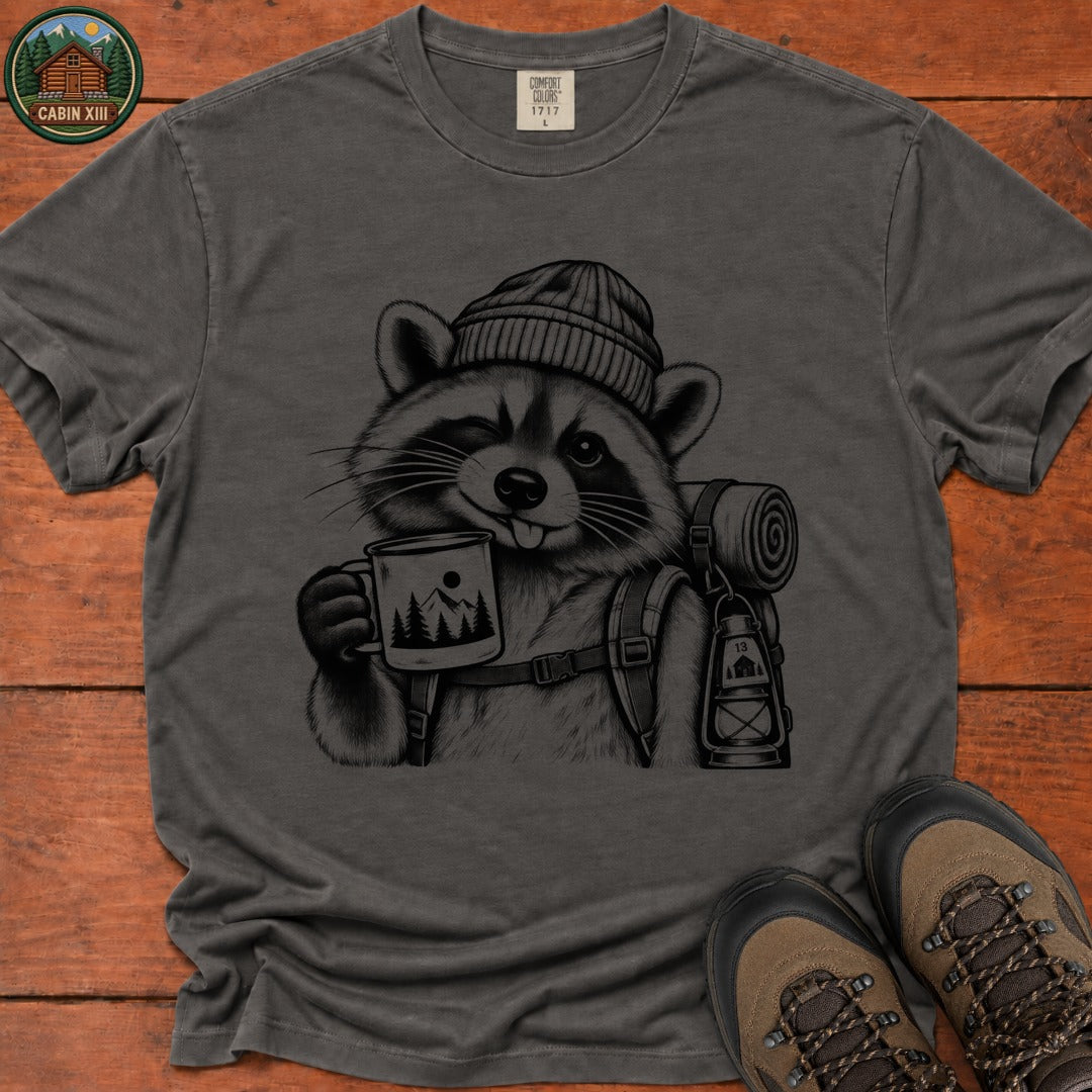 Raccoon In A Beanie T-Shirt - Pepper