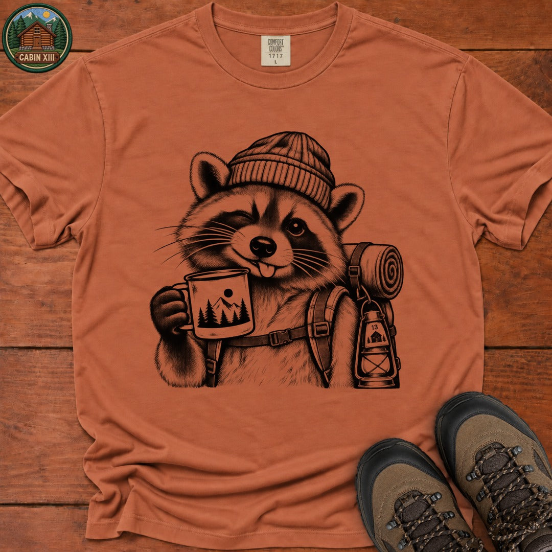 Raccoon In A Beanie T-Shirt - Yam