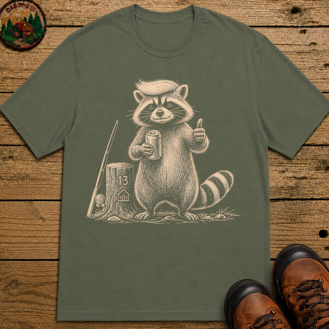 Raccoon Trump T-Shirt - Moss