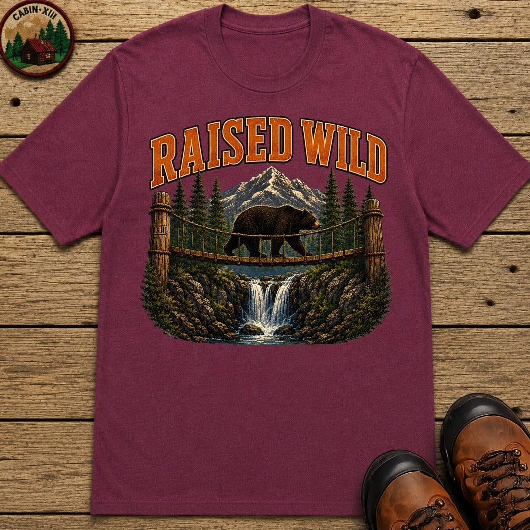 Raised Wild Vintage Outdoor Bear Shirt — Nature Graphic Tee - Berry