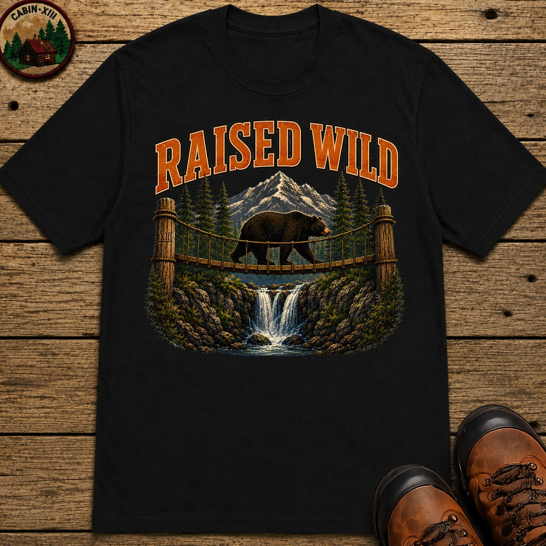 Raised Wild Vintage Outdoor Bear Shirt — Nature Graphic Tee - Black