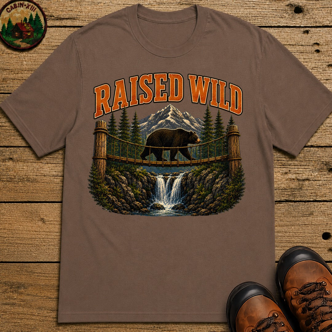 Raised Wild Vintage Outdoor Bear Shirt — Nature Graphic Tee - Espresso