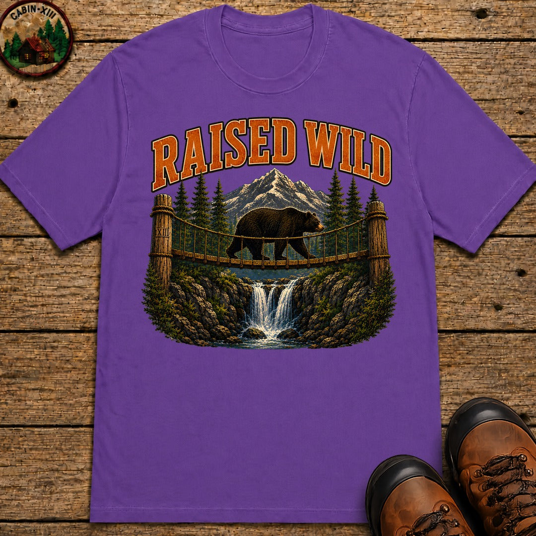 Raised Wild Vintage Outdoor Bear Shirt — Nature Graphic Tee - Grape