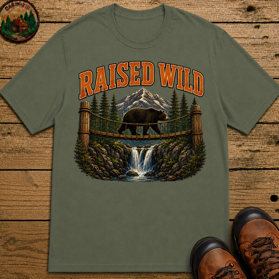 Raised Wild Vintage Outdoor Bear Shirt — Nature Graphic Tee - Moss