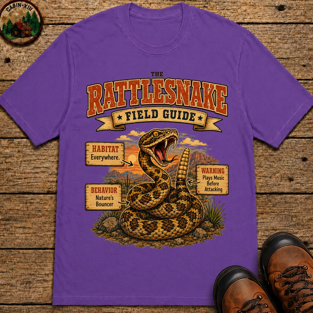 Rattlesnake Field Guide - Plays Music Before Attacking Tee - Grape