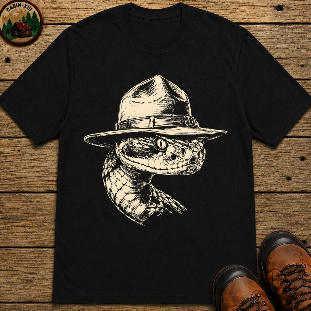 Rattlesnake Ranger — Vintage Sketch Outdoor Wildlife Tee - Black