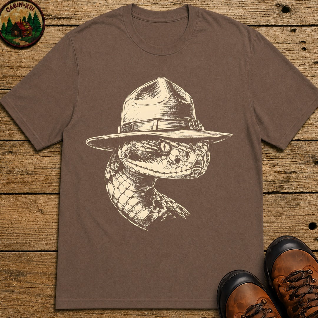 Rattlesnake Ranger — Vintage Sketch Outdoor Wildlife Tee - Espresso