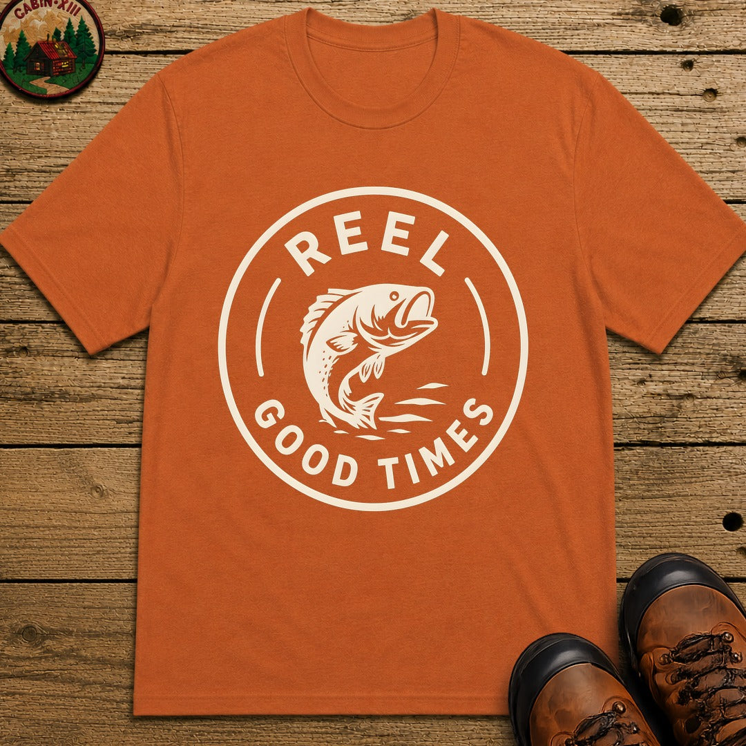 Reel Good Times — Vintage Fishing Badge Tee - Yam