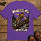 Risk Assessment Intern Looks Safe — Funny Camping Humor Tee - Grape