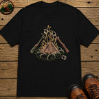 Roasing Marshmallows Line Art T-Shirt - Black