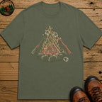 Roasing Marshmallows Line Art T-Shirt - Moss