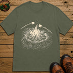 Roasting Marshmallows Sketch T-Shirt - Moss