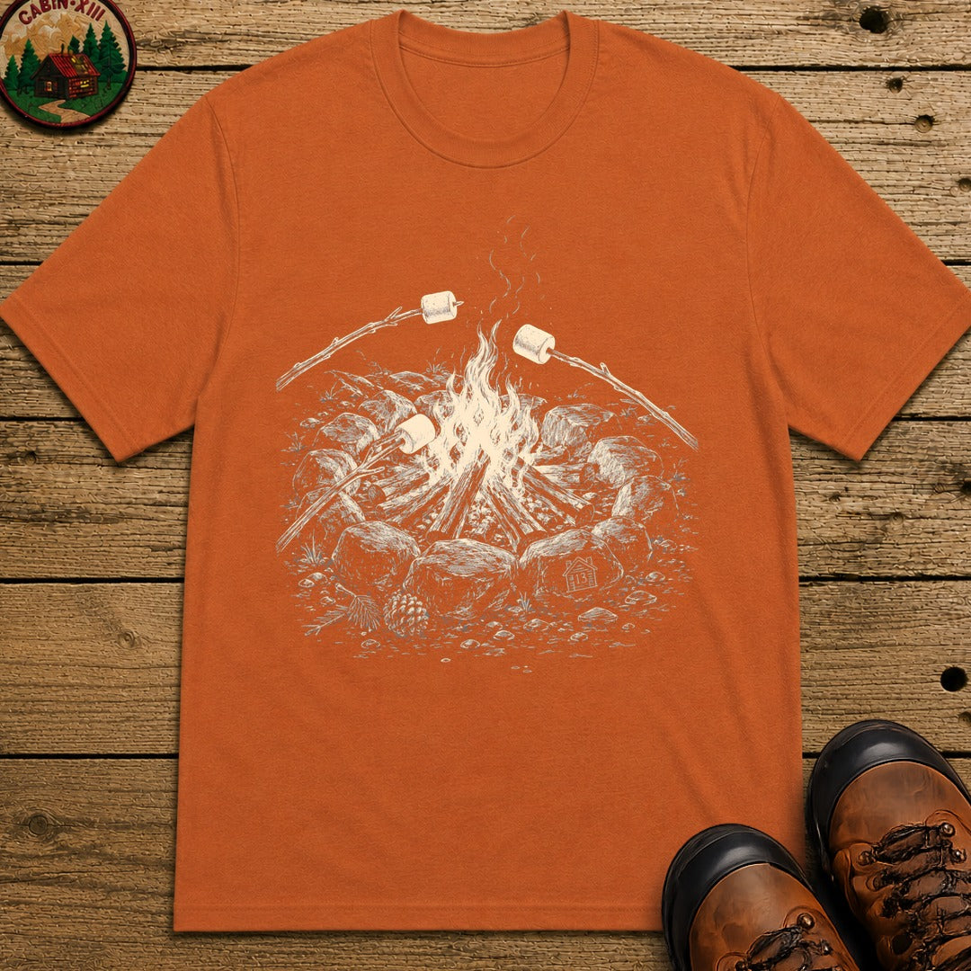 Roasting Marshmallows Sketch T-Shirt - Yam