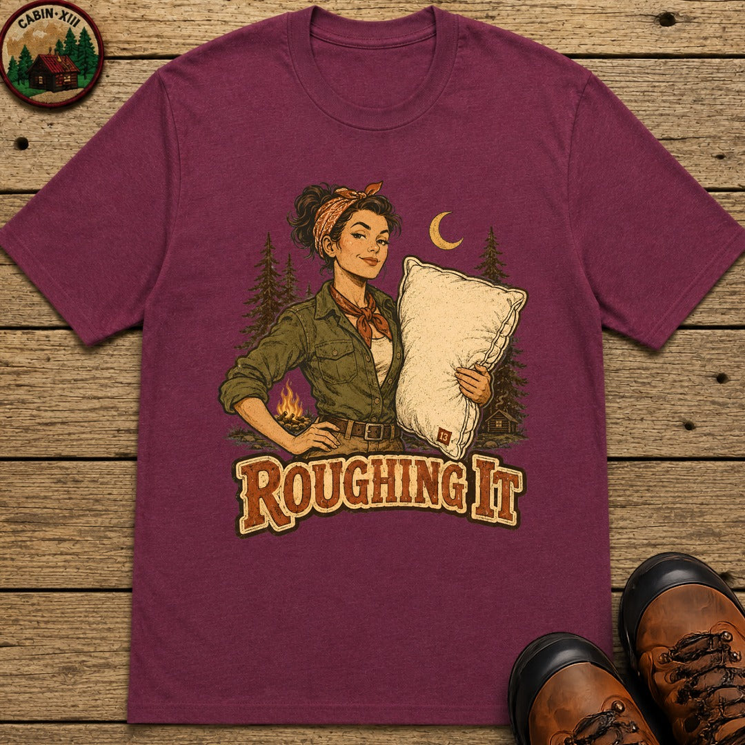 Roughing It (Pinup) T-Shirt - Berry