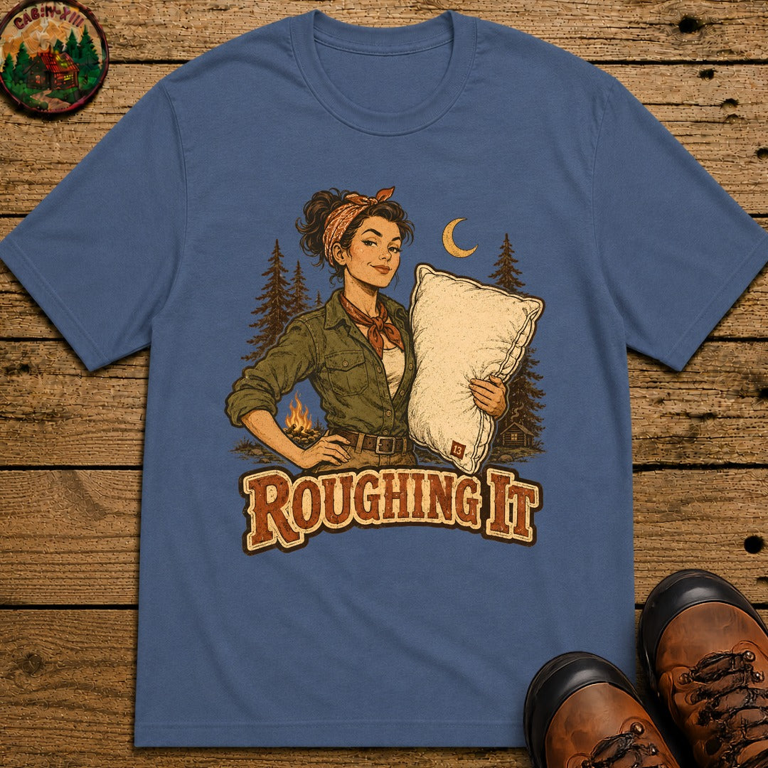 Roughing It (Pinup) T-Shirt - Blue Jean