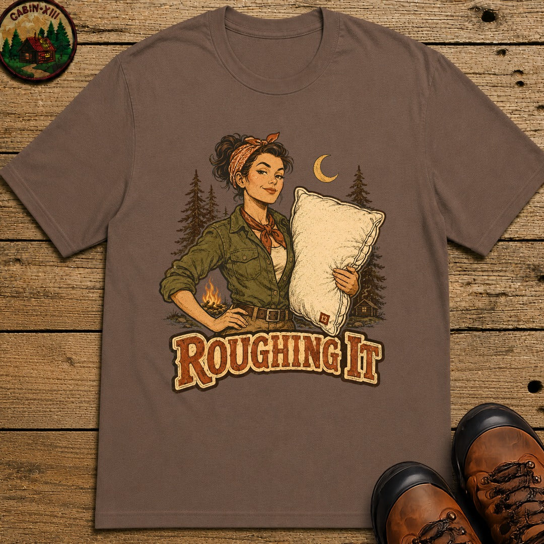 Roughing It (Pinup) T-Shirt - Espresso