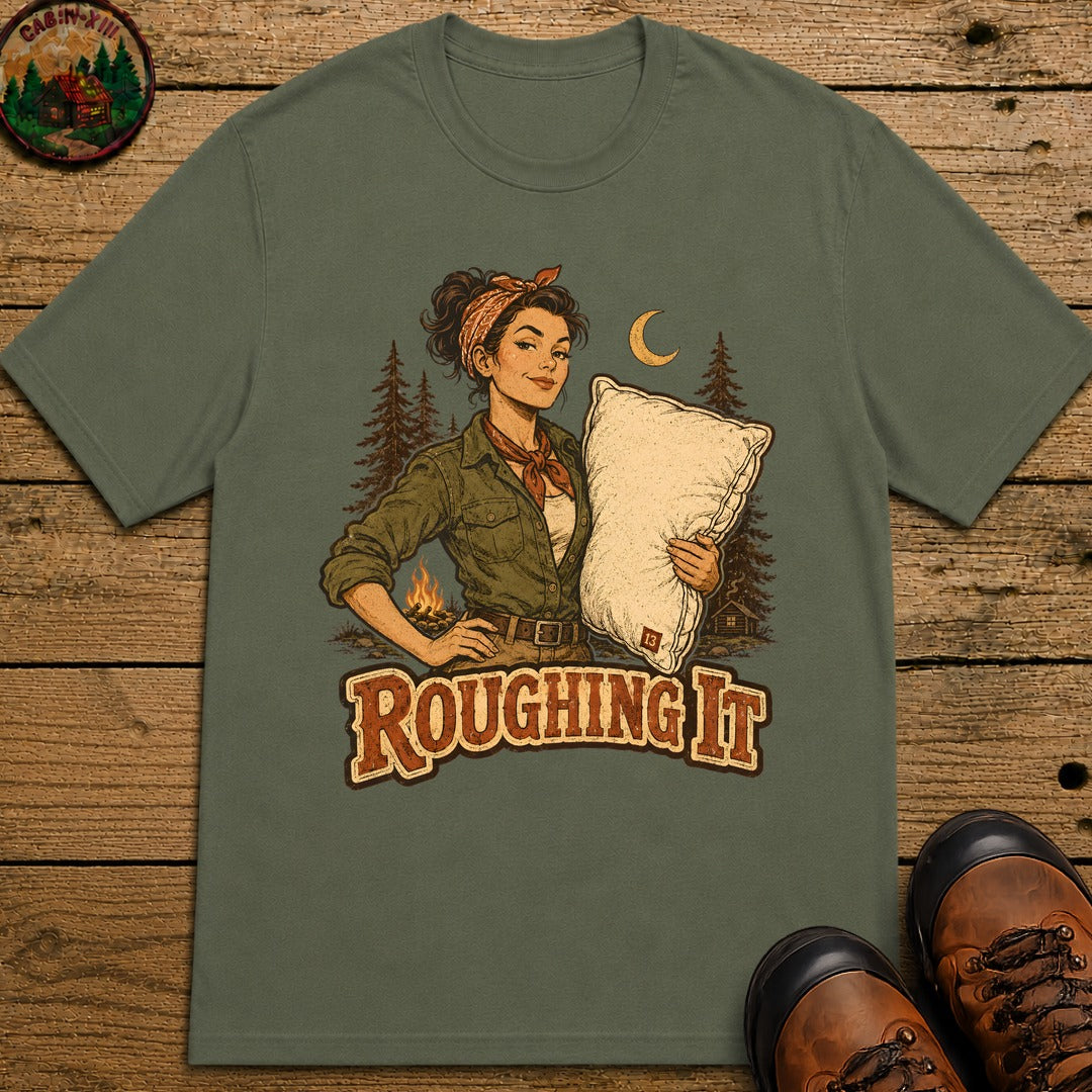 Roughing It (Pinup) T-Shirt - Moss