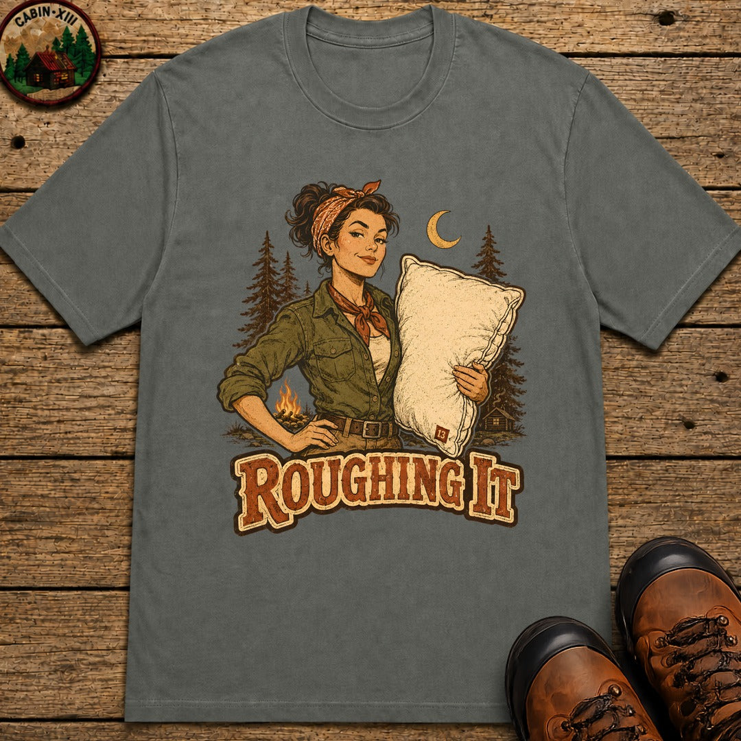 Roughing It (Pinup) T-Shirt - Pepper