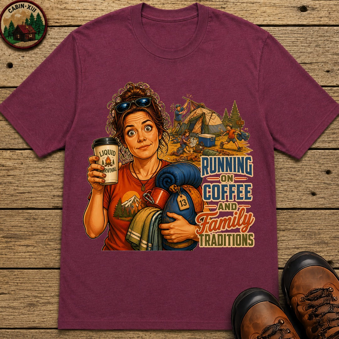 Running On Coffee T-Shirt - Berry