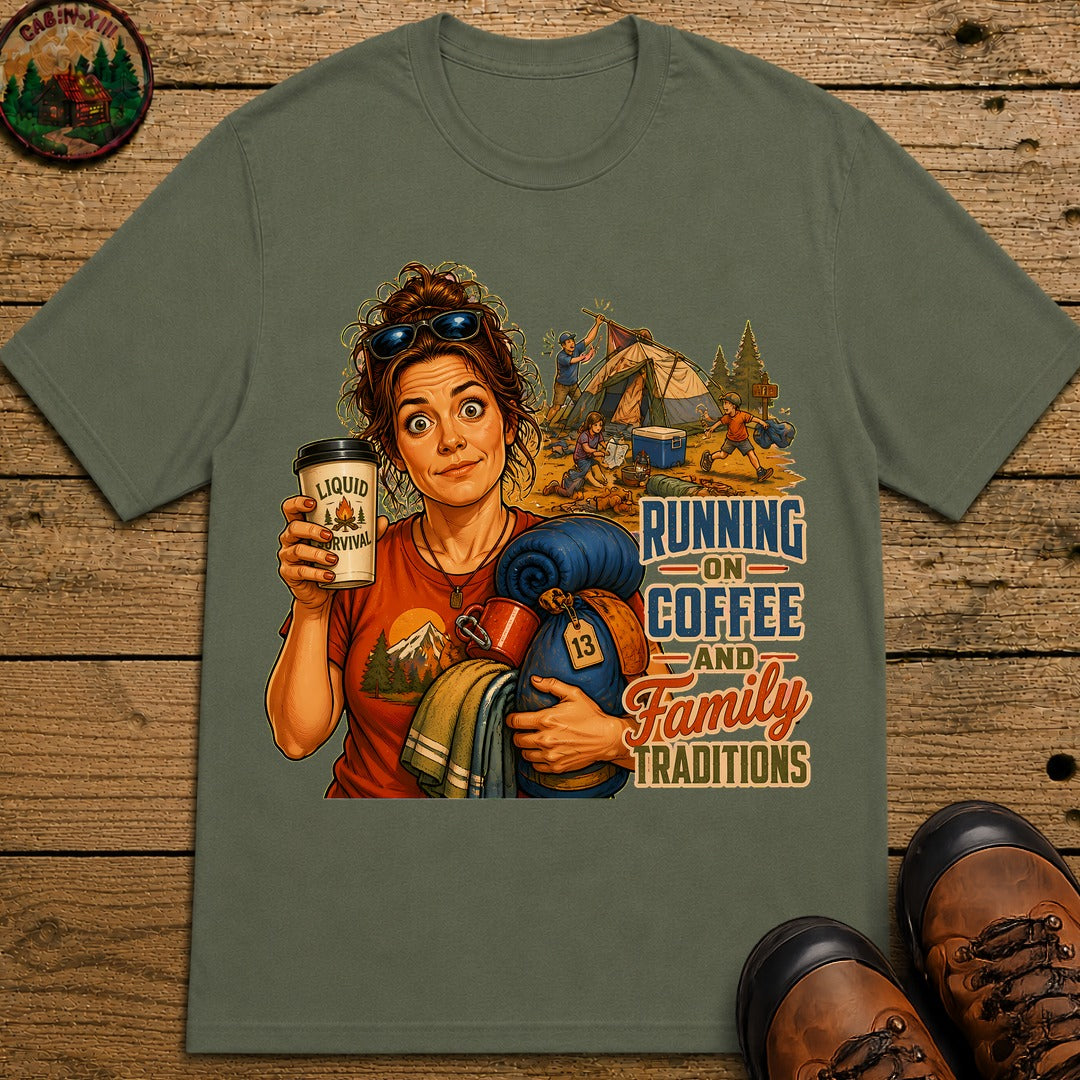 Running On Coffee T-Shirt - Moss
