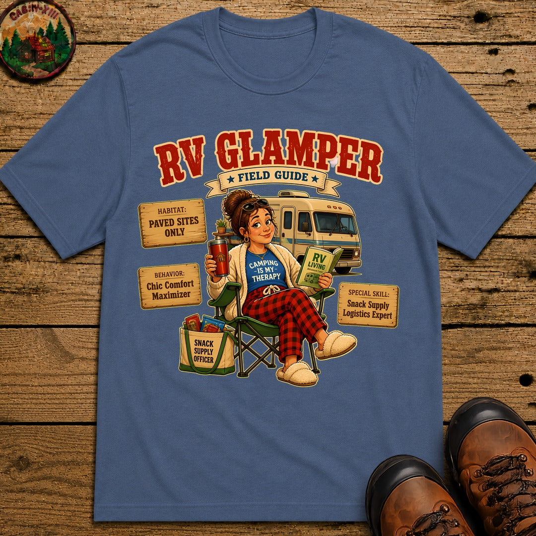 Rv Glamper Field Guide T-Shirt - Blue Jean
