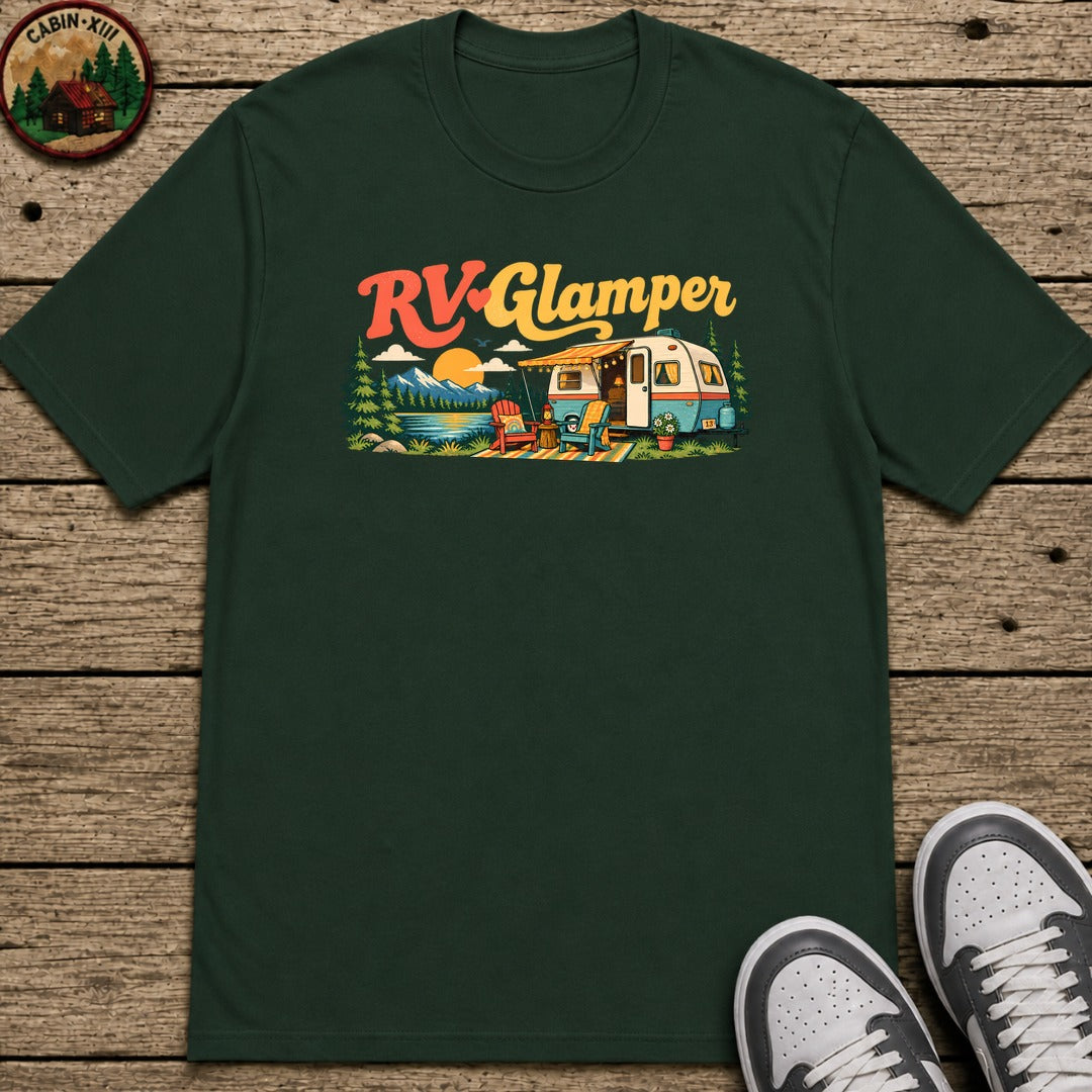 Rv Glamper Half Color Kids T-Shirt - Forest Green