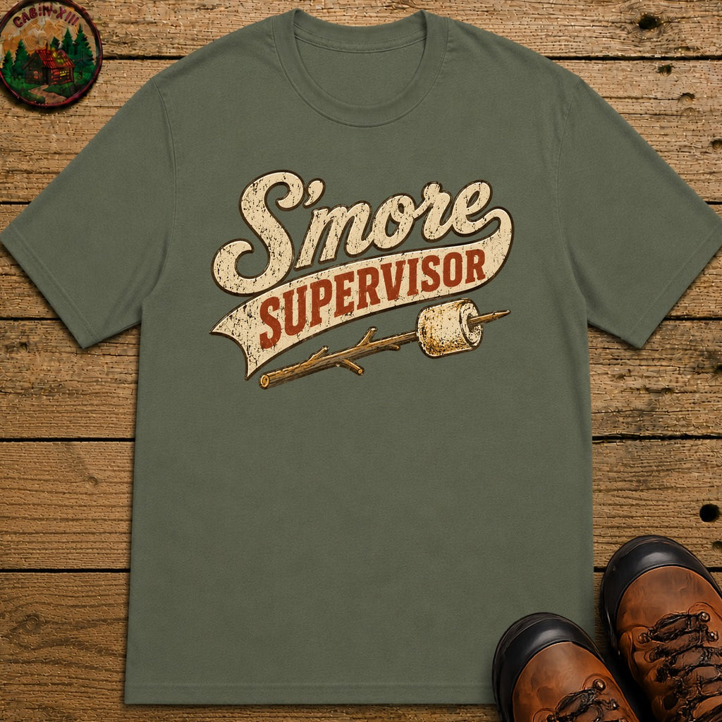 S'more Supervisor — Funny Campfire Camping Humor Tee - Moss