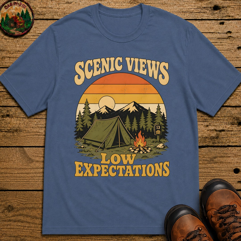 Scenic Views Low Expectations T Shirt - Blue Jean