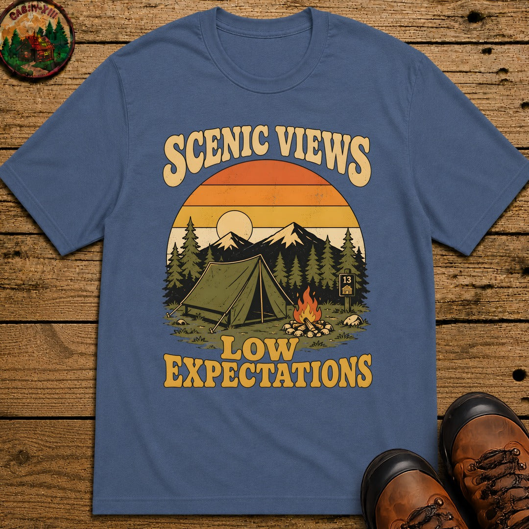 Scenic Views Low Expectations T Shirt - Blue Jean