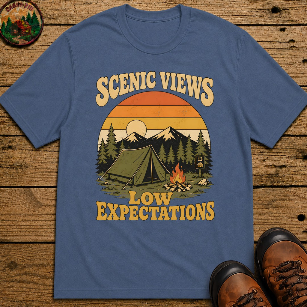 Scenic Views Low Expectations T Shirt - Blue Jean