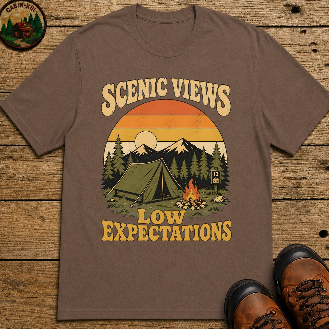Scenic Views Low Expectations T Shirt - Espresso