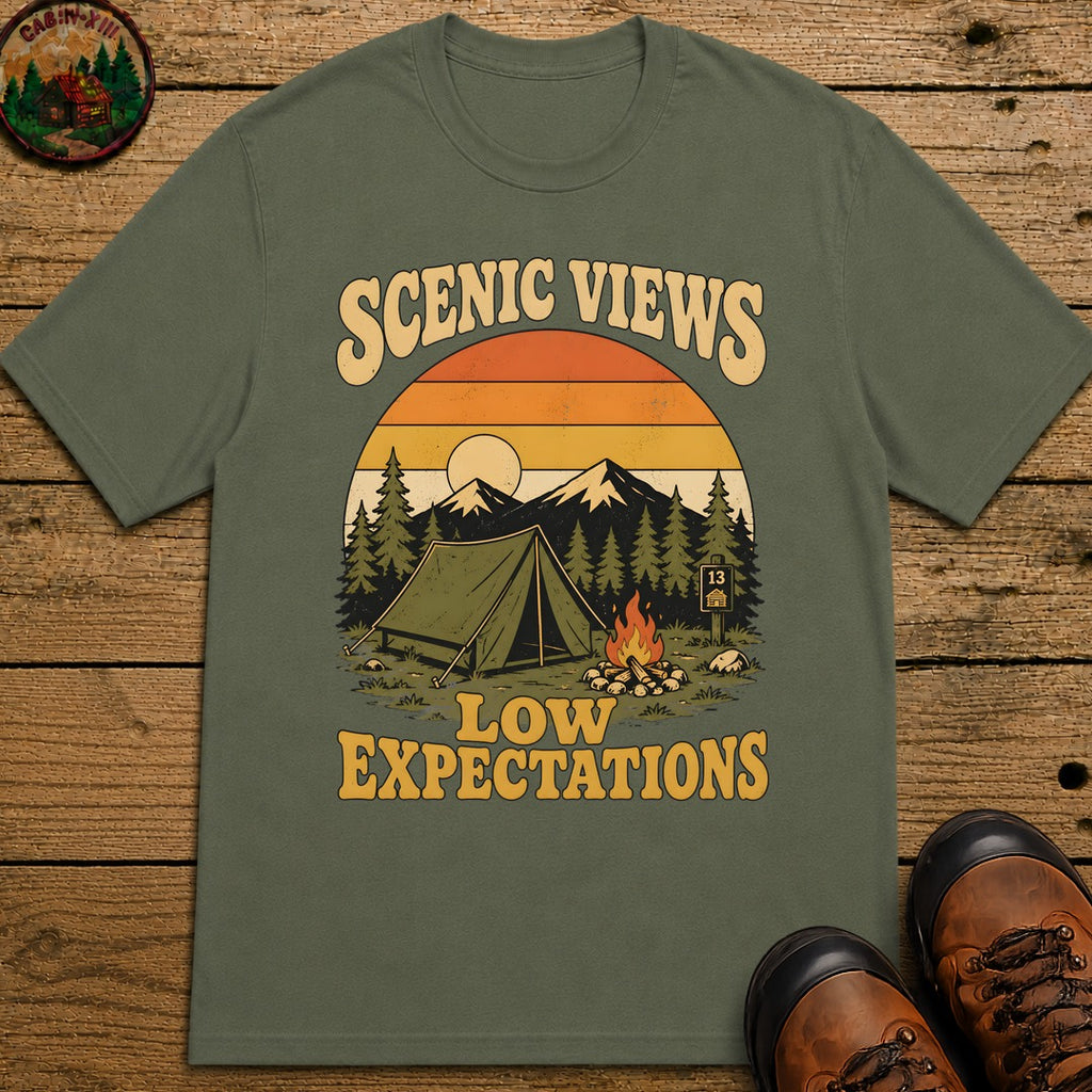 Scenic Views Low Expectations T Shirt - Moss