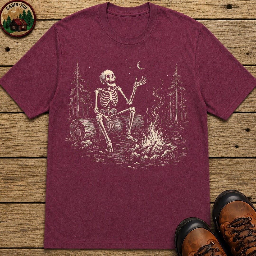 Skeleton Storyteller Sketch T Shirt - Berry
