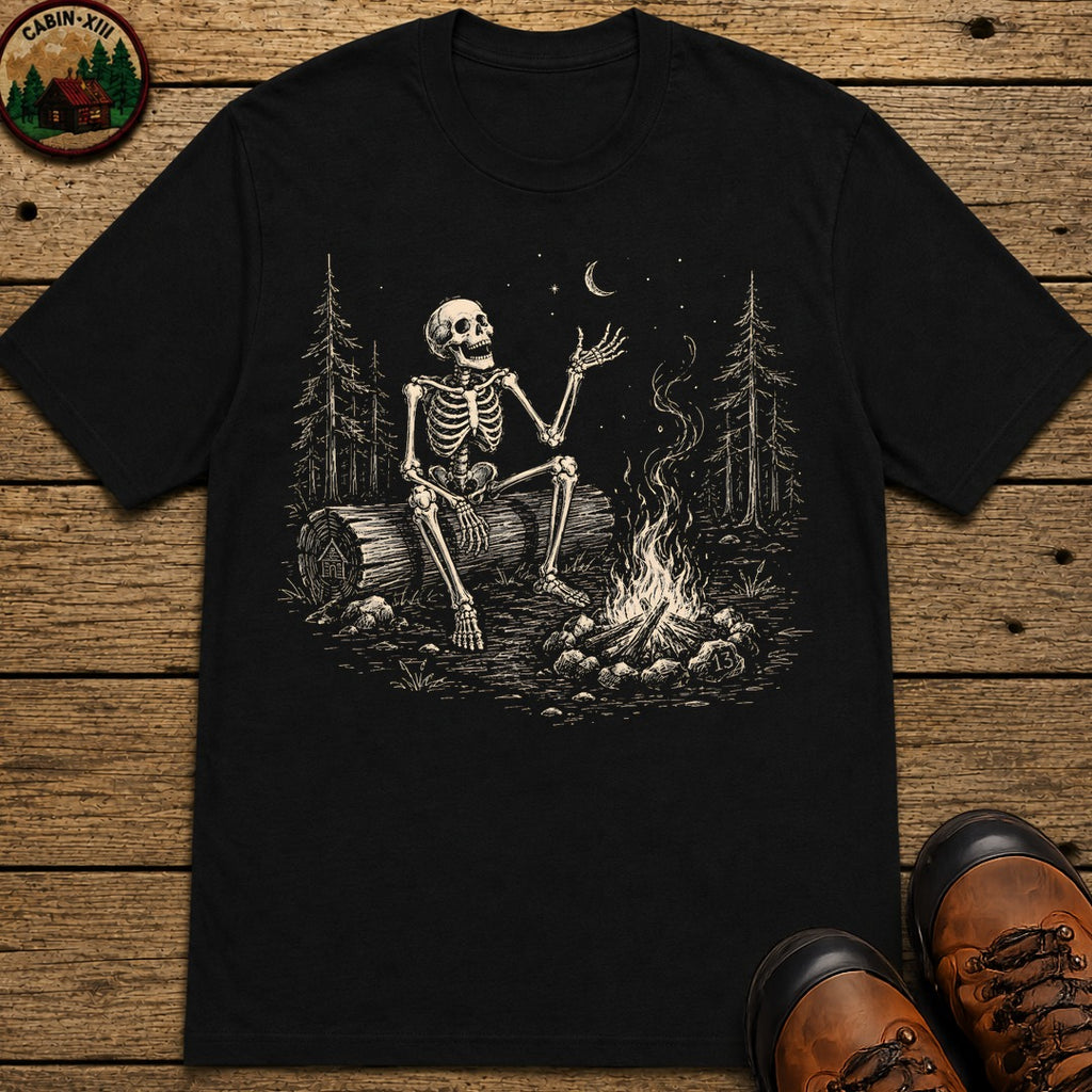 Skeleton Storyteller Sketch T Shirt - Black