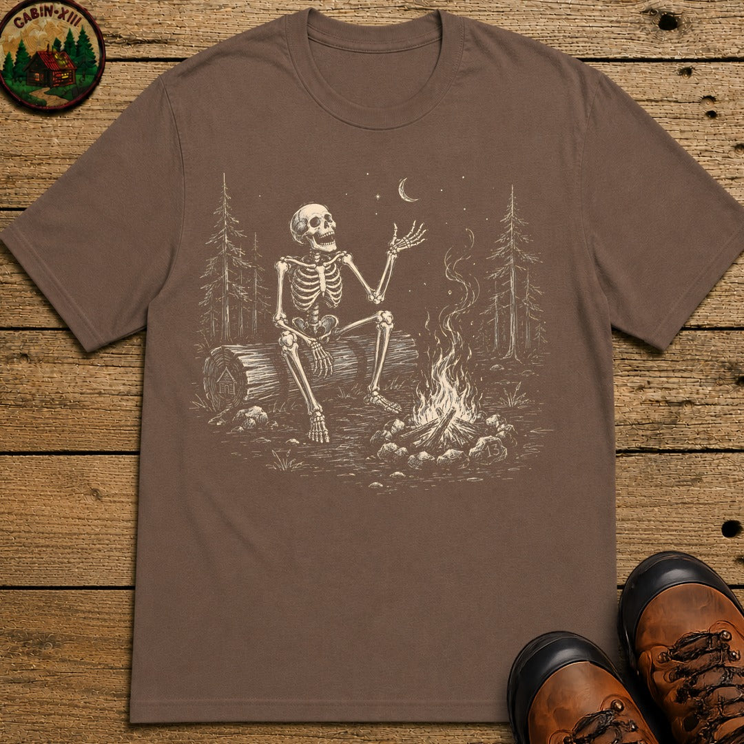 Skeleton Storyteller Sketch T Shirt - Espresso