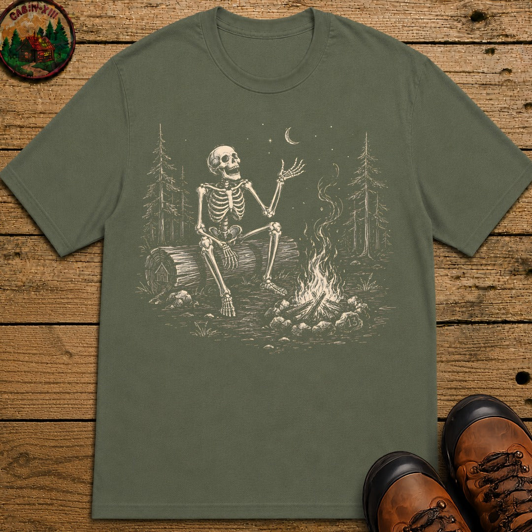 Skeleton Storyteller Sketch T Shirt - Moss