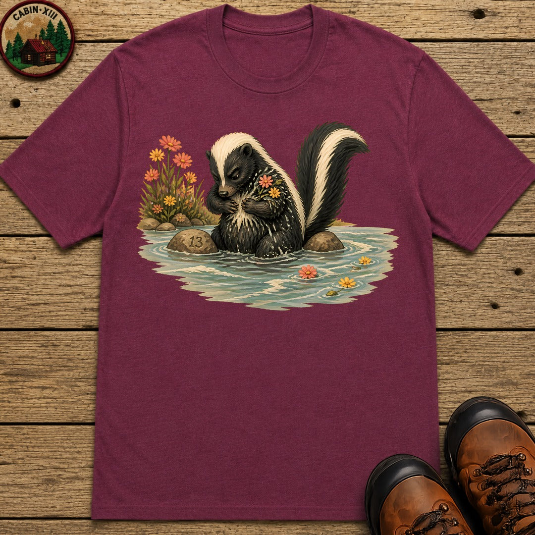 Skunk Bathing T-Shirt - Berry