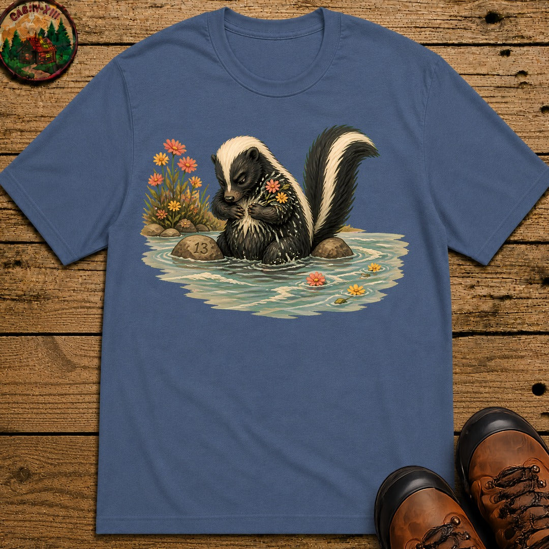 Skunk Bathing T-Shirt - Blue Jean