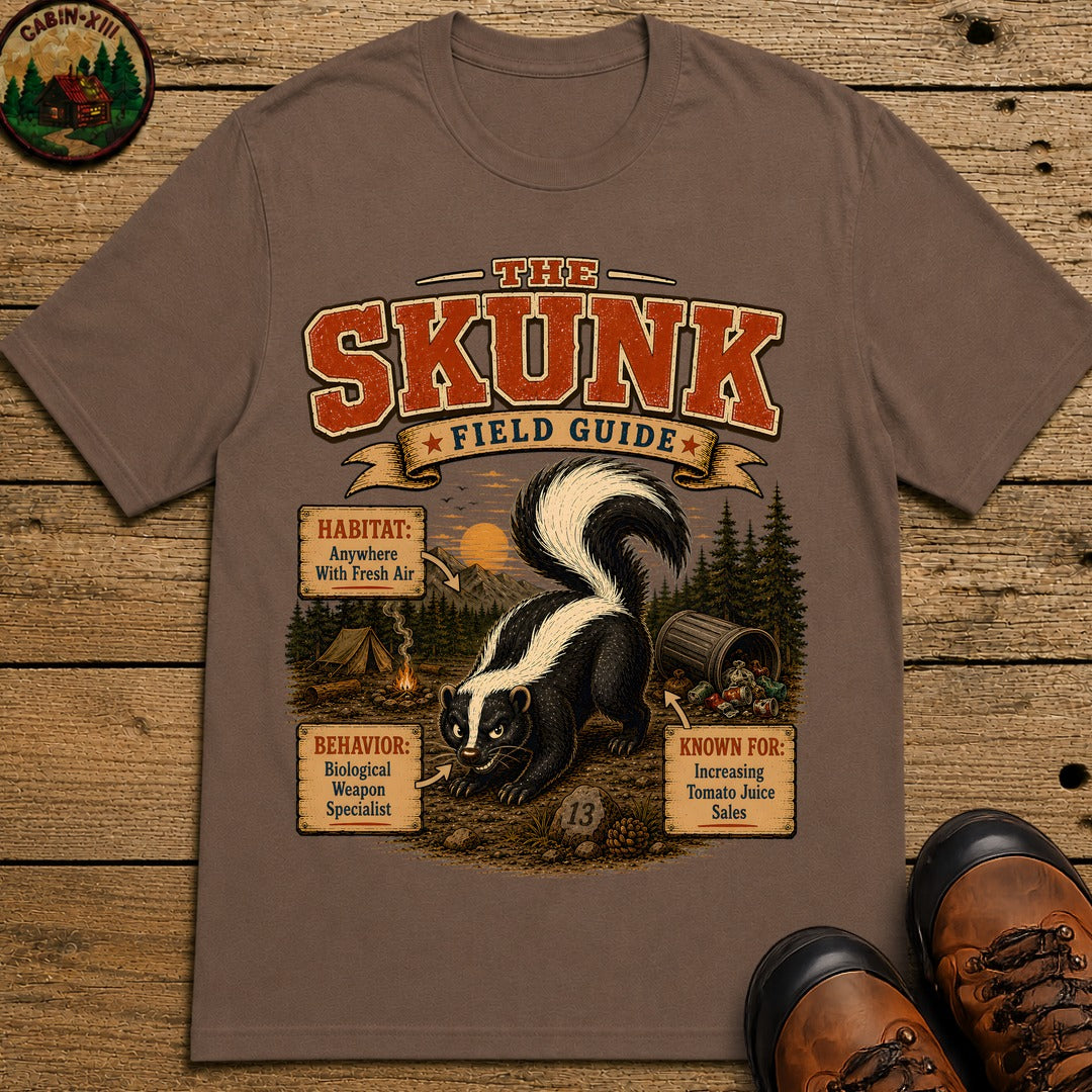 Skunk Field Guide - Biological Weapon Specialist Camping Tee - Espresso